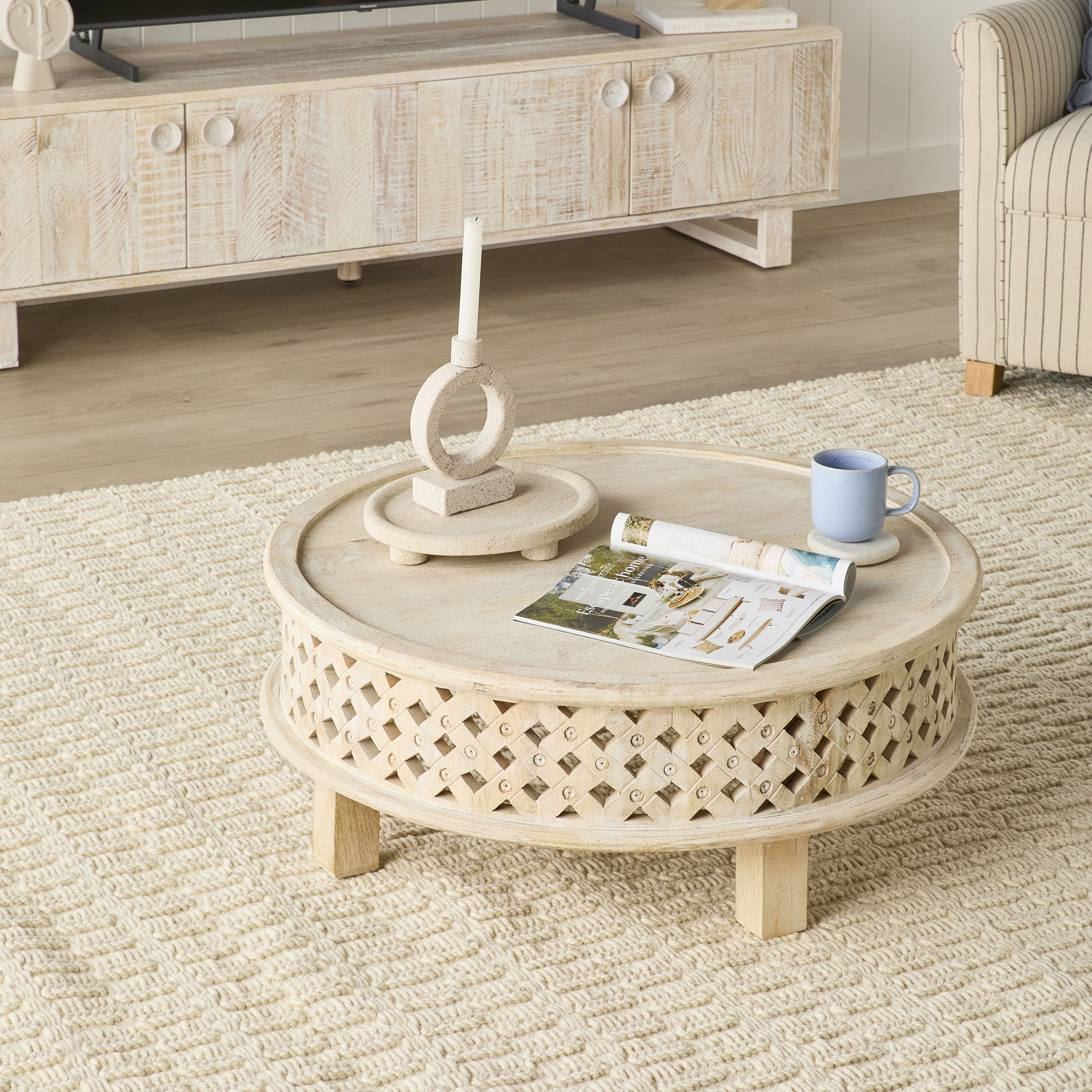 Salu Boho Mango Wood Coffee Table Natural Brown