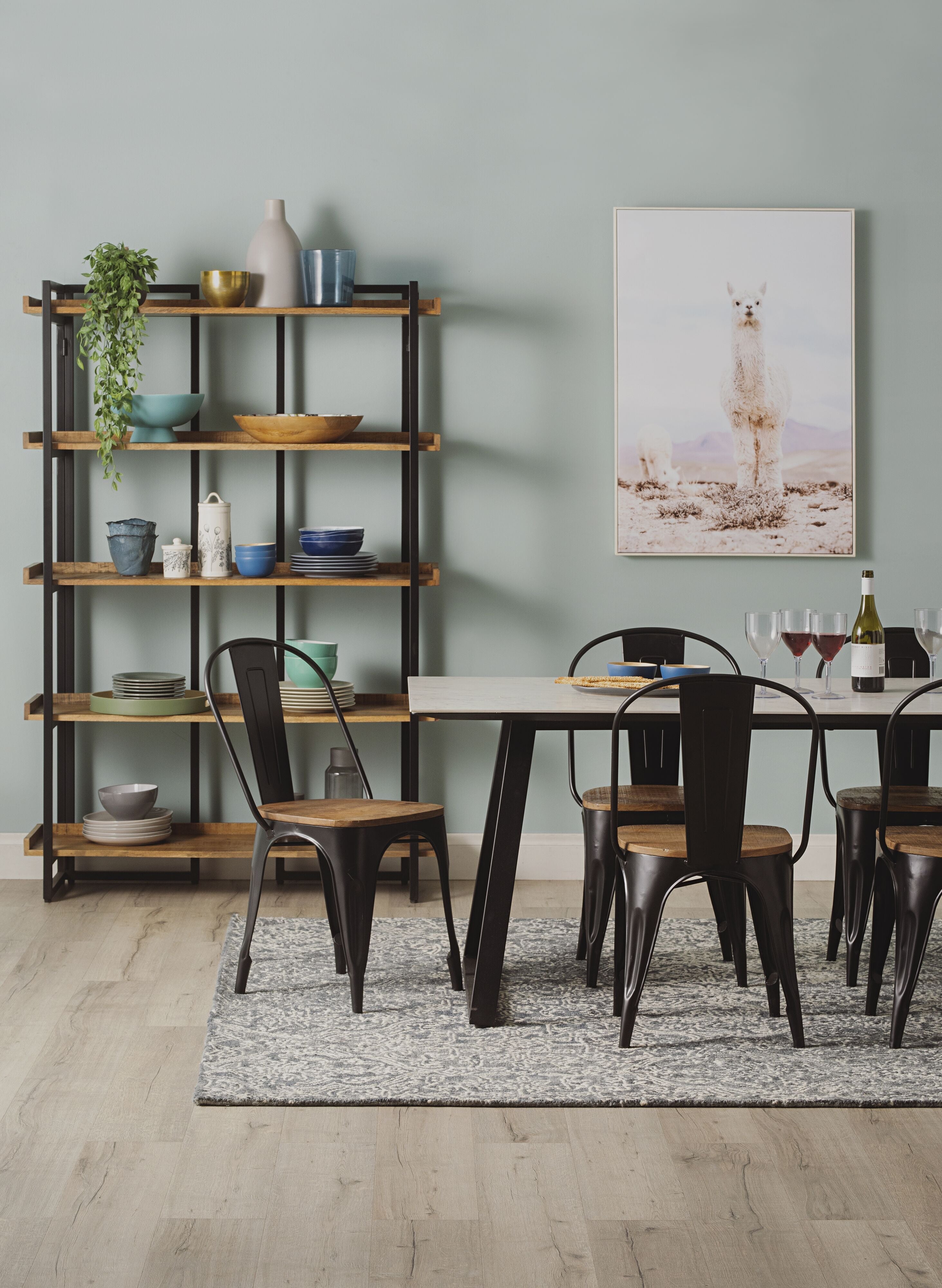 Emery Industrial Open Metal Tall Shelving Unit Black 180x120cm