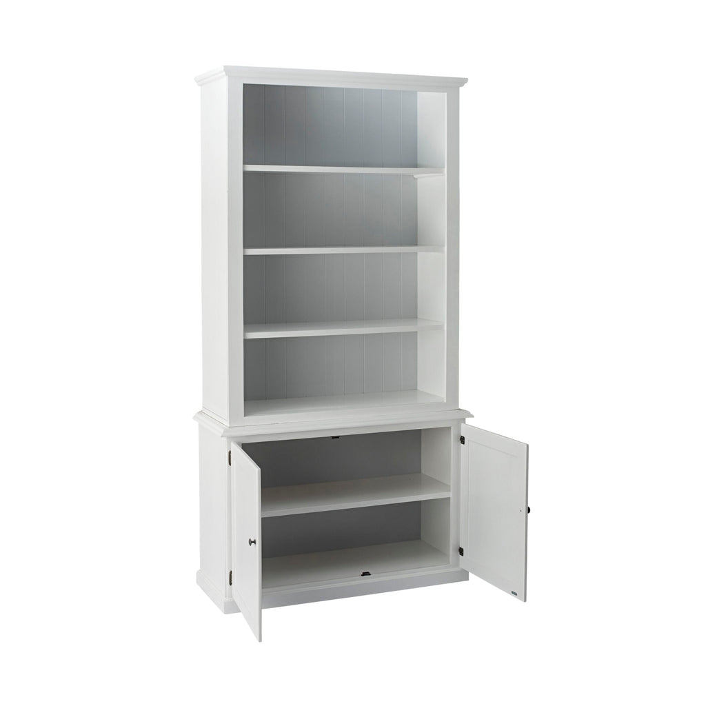 Armand Hamptons Timber 2 Door Library Shelving Unit White 124x240cm