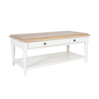 Table Basse Clover 1 Tiroir en Bois Massif Blanc Naturel