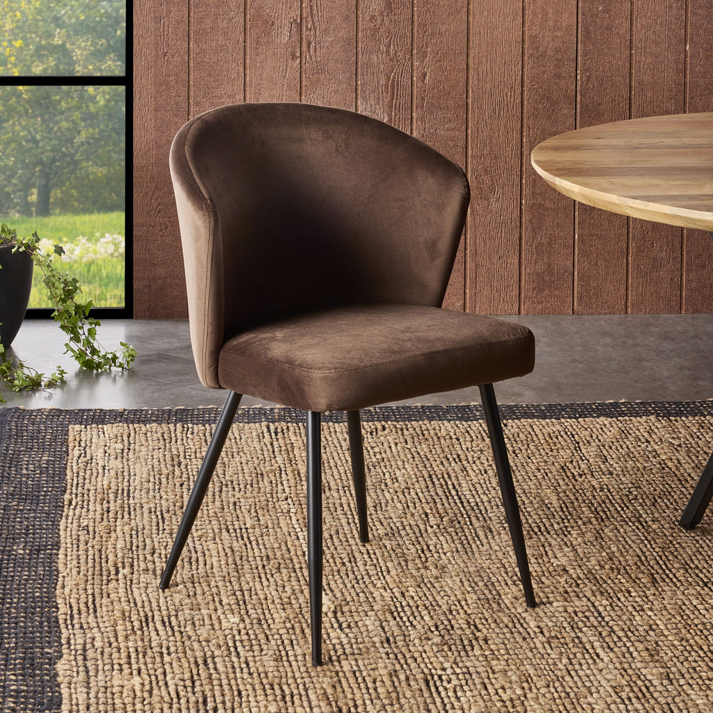 Cole Velvet Dining Chair Chocolate