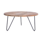 Table basse ronde Parker en bois massif Noyer naturel