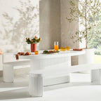 Table à manger d'extérieur Ripple en aluminium courbé blanc 6 places
