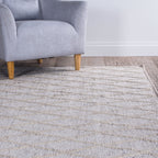 Tapis en laine tissé main, losanges, viscose, crème 240 x 300cm