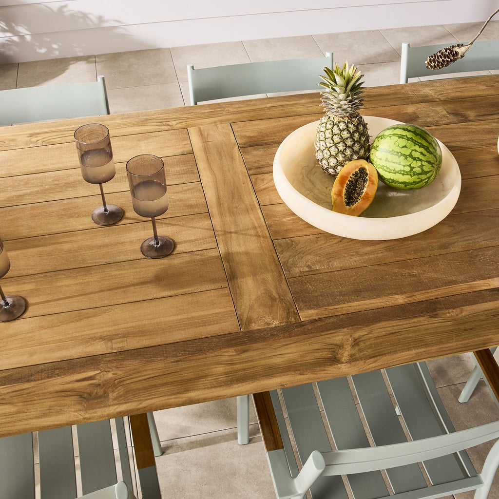 Reclaimed Teak Cross Leg Solid Timber Dining Table Natural 400cm