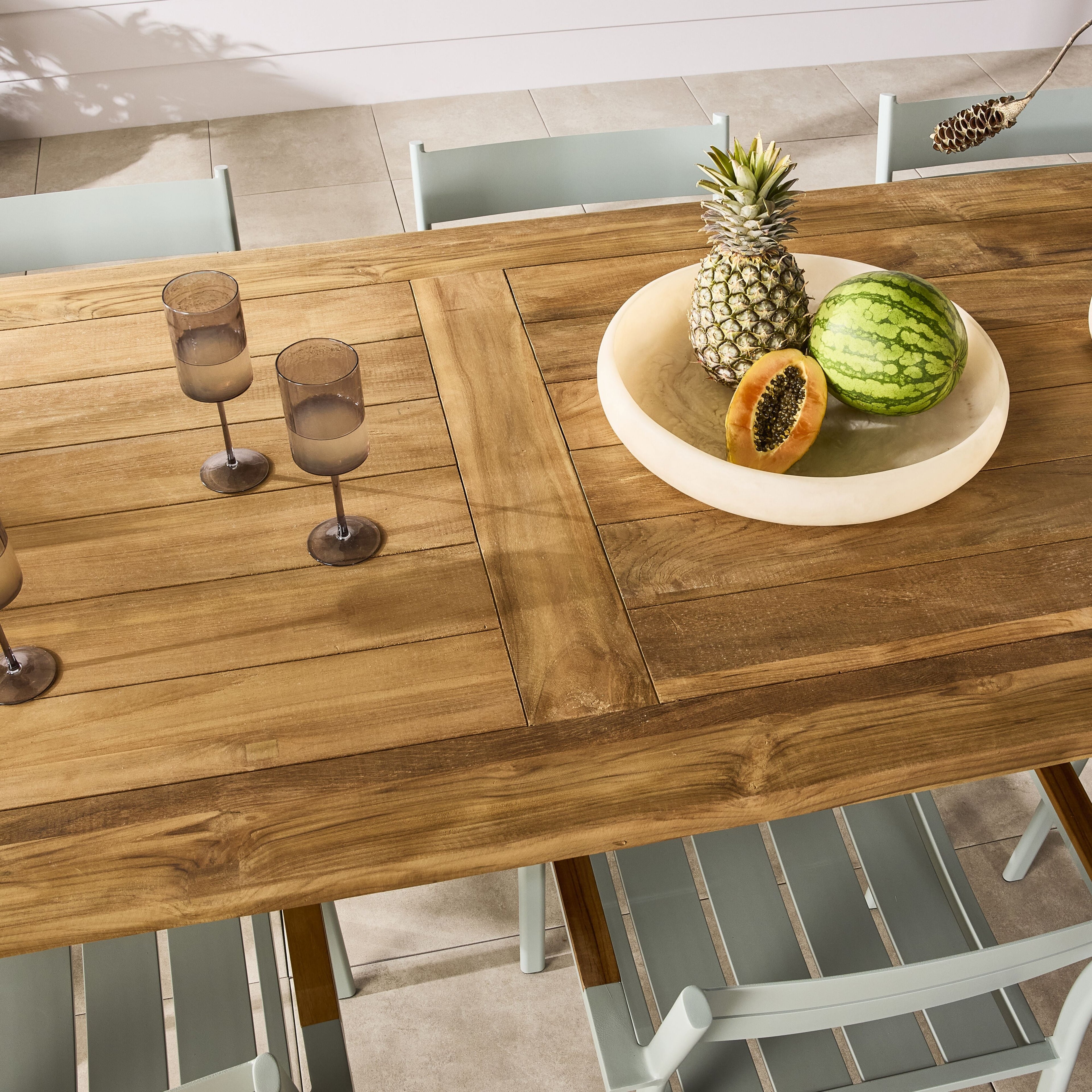 Reclaimed Teak Cross Leg Solid Timber Dining Table Natural 400cm