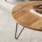 Table basse ronde Parker en bois massif Noyer naturel