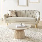 Table basse en bois massif Agnia, chêne naturel, style scandinave
