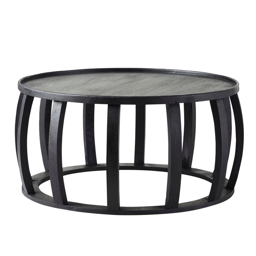 Ink Round Solid Timber Coffee Table Matte Black