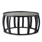 Table basse ronde Ink en bois massif noir mat