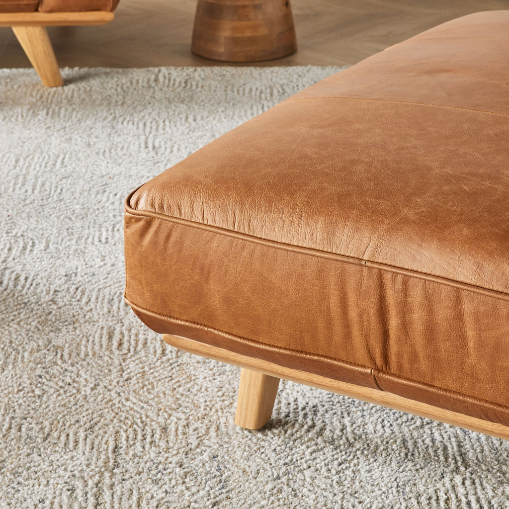 Carson Leather Ottoman Dakota Vintage Brown