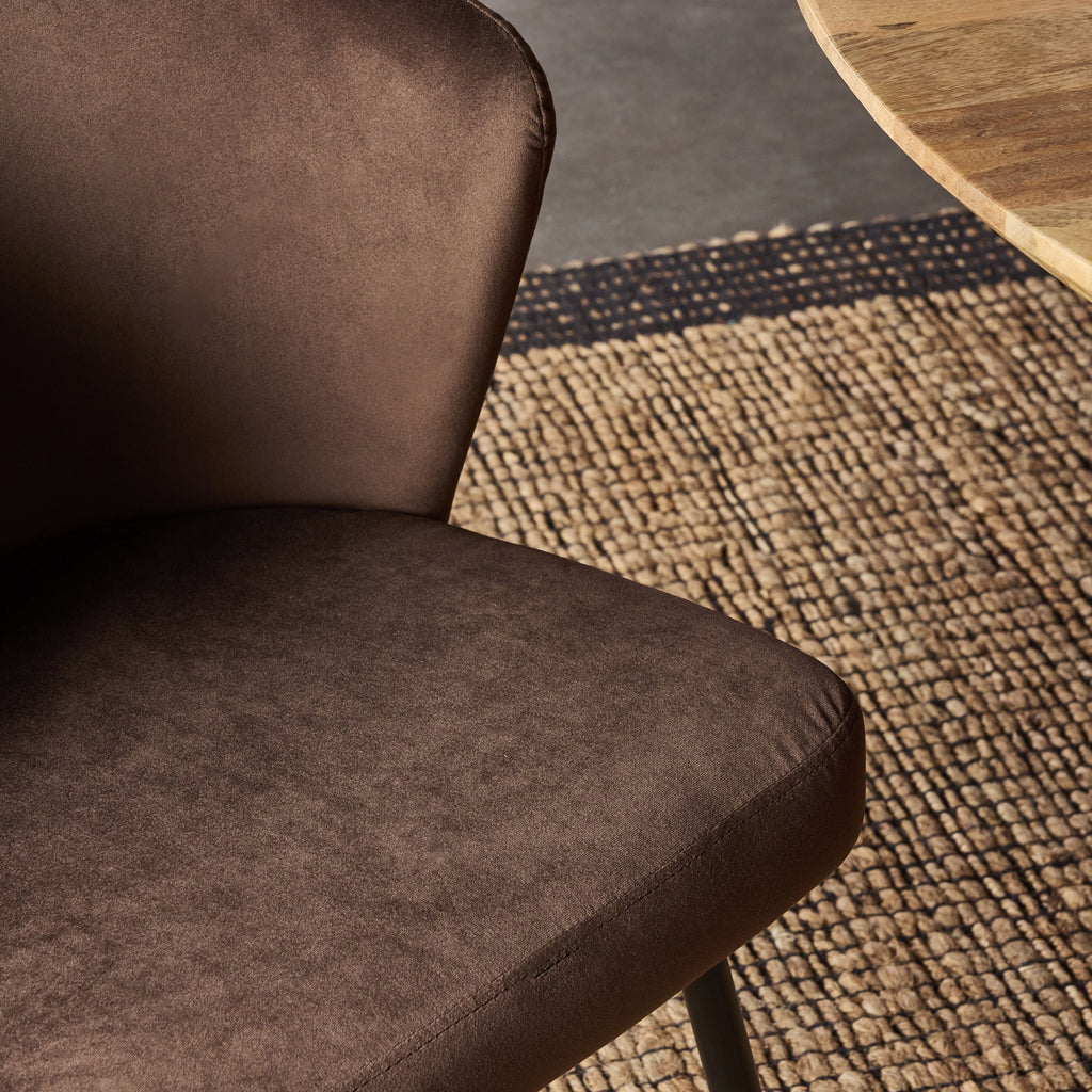 Cole Velvet Dining Chair Chocolate