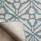 Tapis Casablanca en mélange de laine tufté à la main, coloris bleu canard, 240x300cm