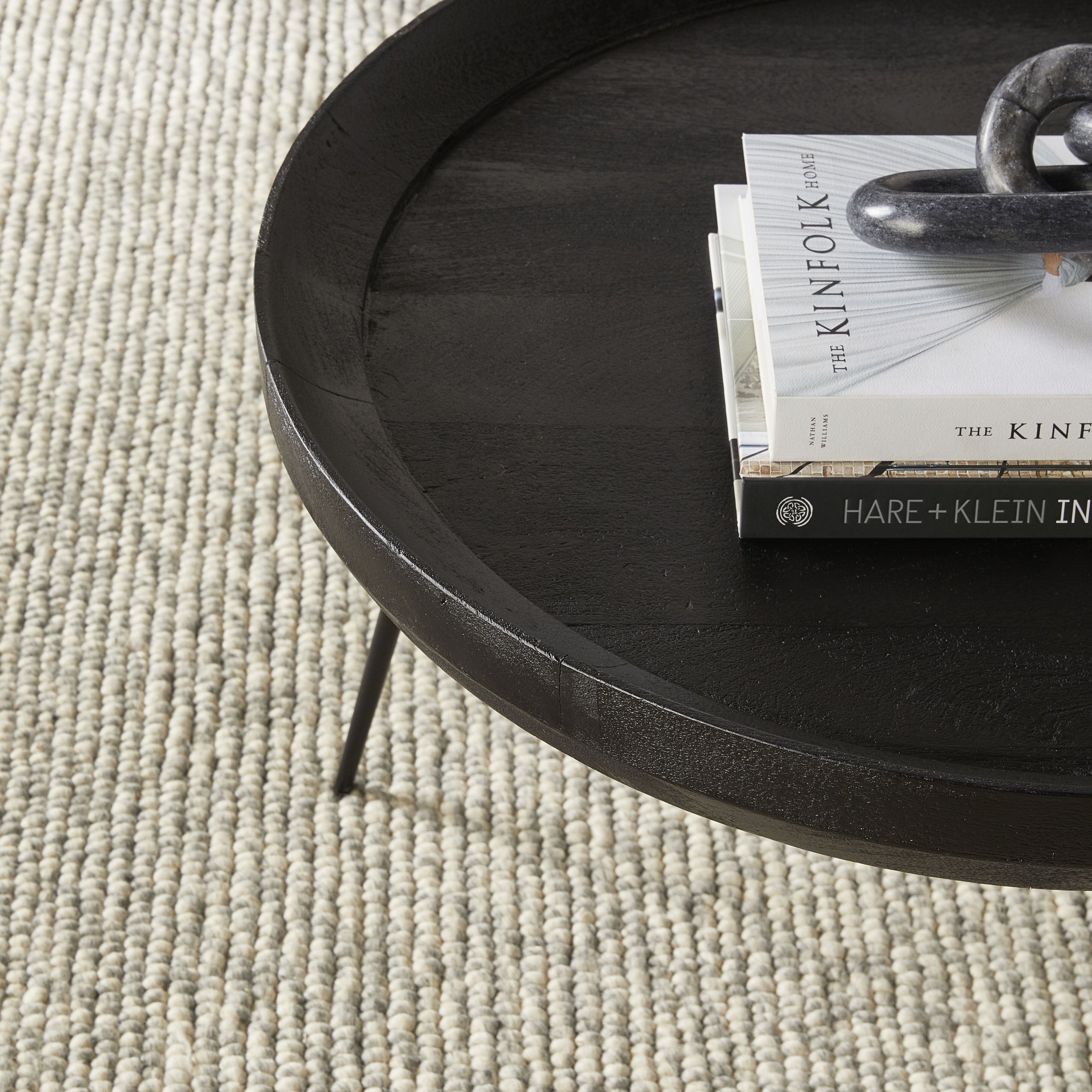 Luna Round Solid Timber Coffee Table Matte Black