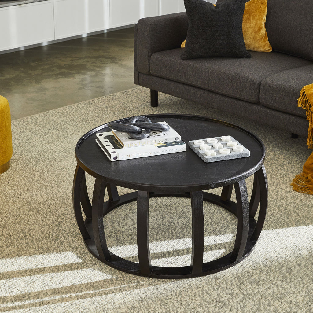 Ink Round Solid Timber Coffee Table Matte Black