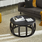 Table basse ronde Ink en bois massif noir mat
