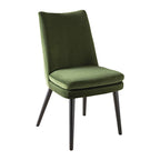 Chaise de salle à manger en velours vert olive