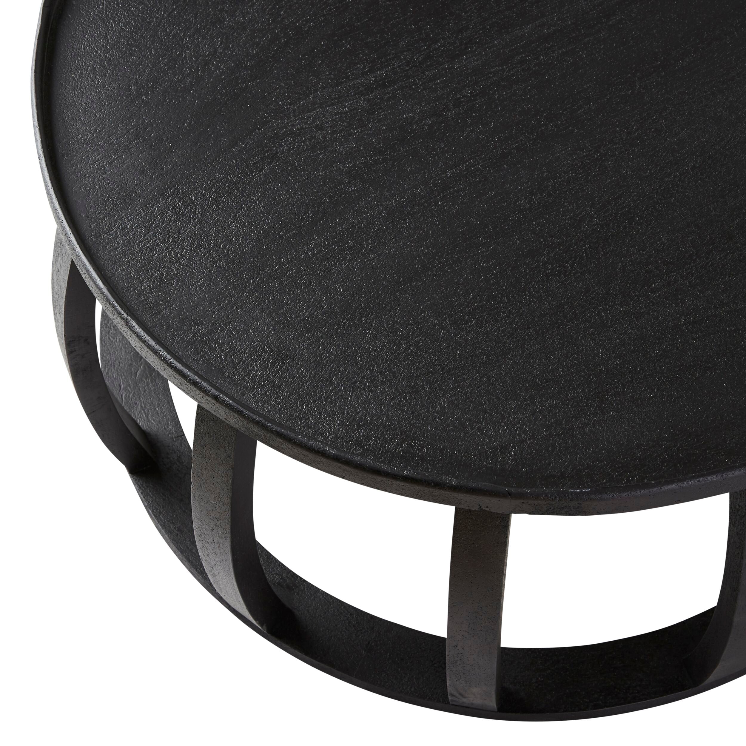 Ink Round Solid Timber Coffee Table Matte Black