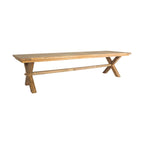 Table à manger en teck recyclé massif avec pieds croisés, finition naturelle, 320 cm