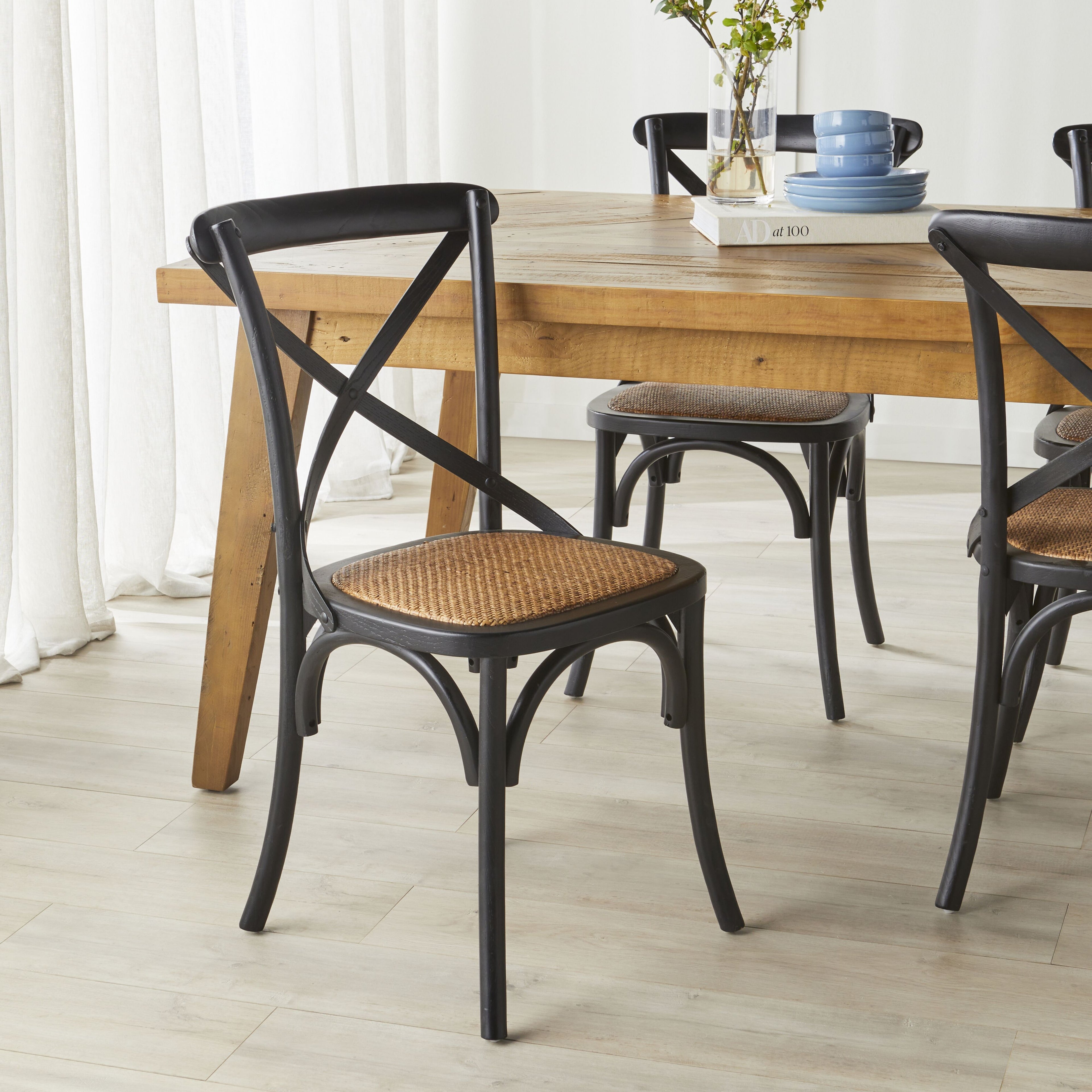 Provincial Cross Back Dining Chair Black