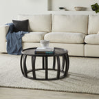 Table basse ronde Ink en bois massif noir mat