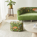 Freya, velours ottoman brodé vert