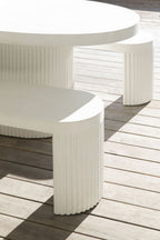 Table à manger d'extérieur Ripple en aluminium courbé blanc 6 places