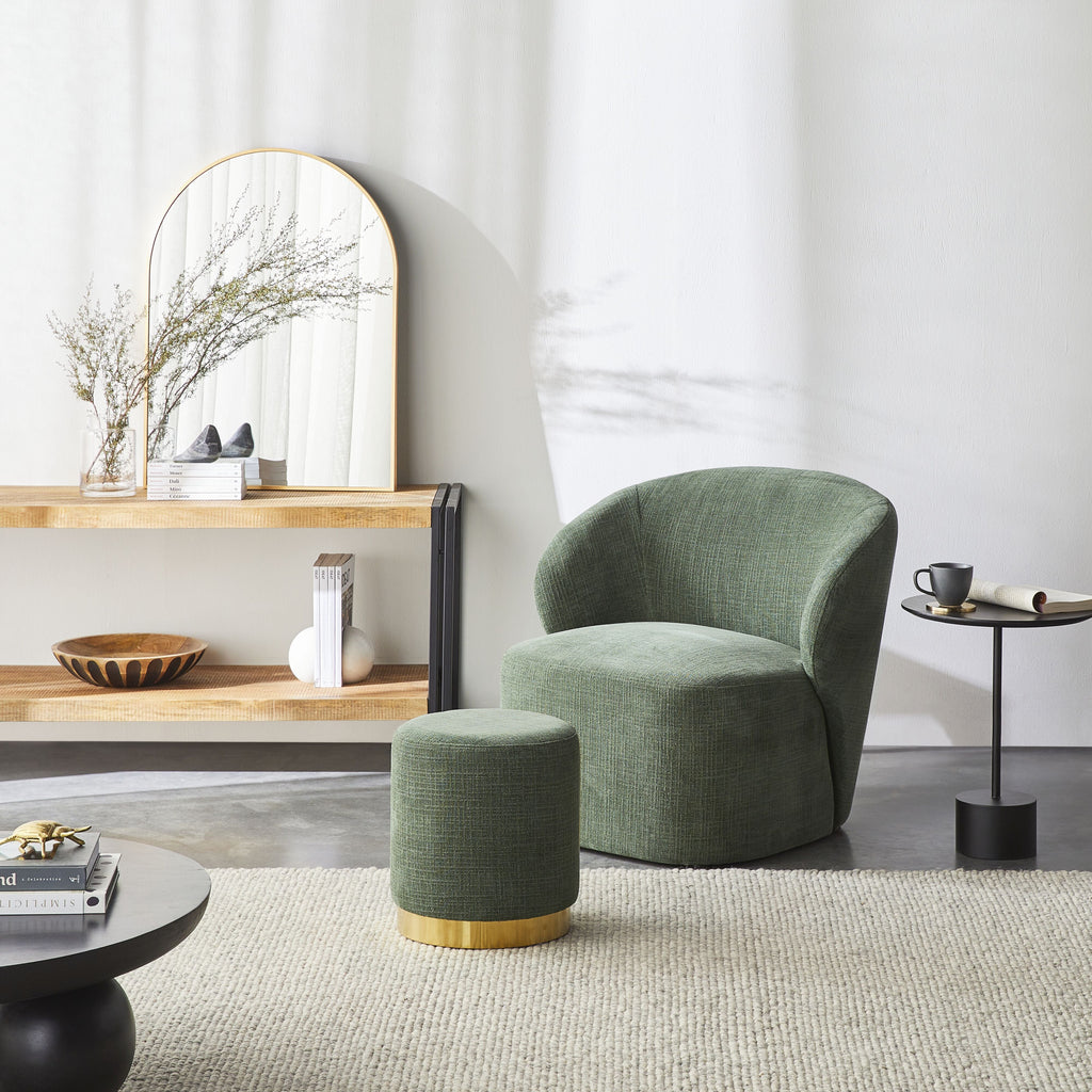 Edie Round Ottoman Solace Moss