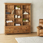 Meuble bibliothèque Kalise avec 6 tiroirs en bois de récupération marron vintage