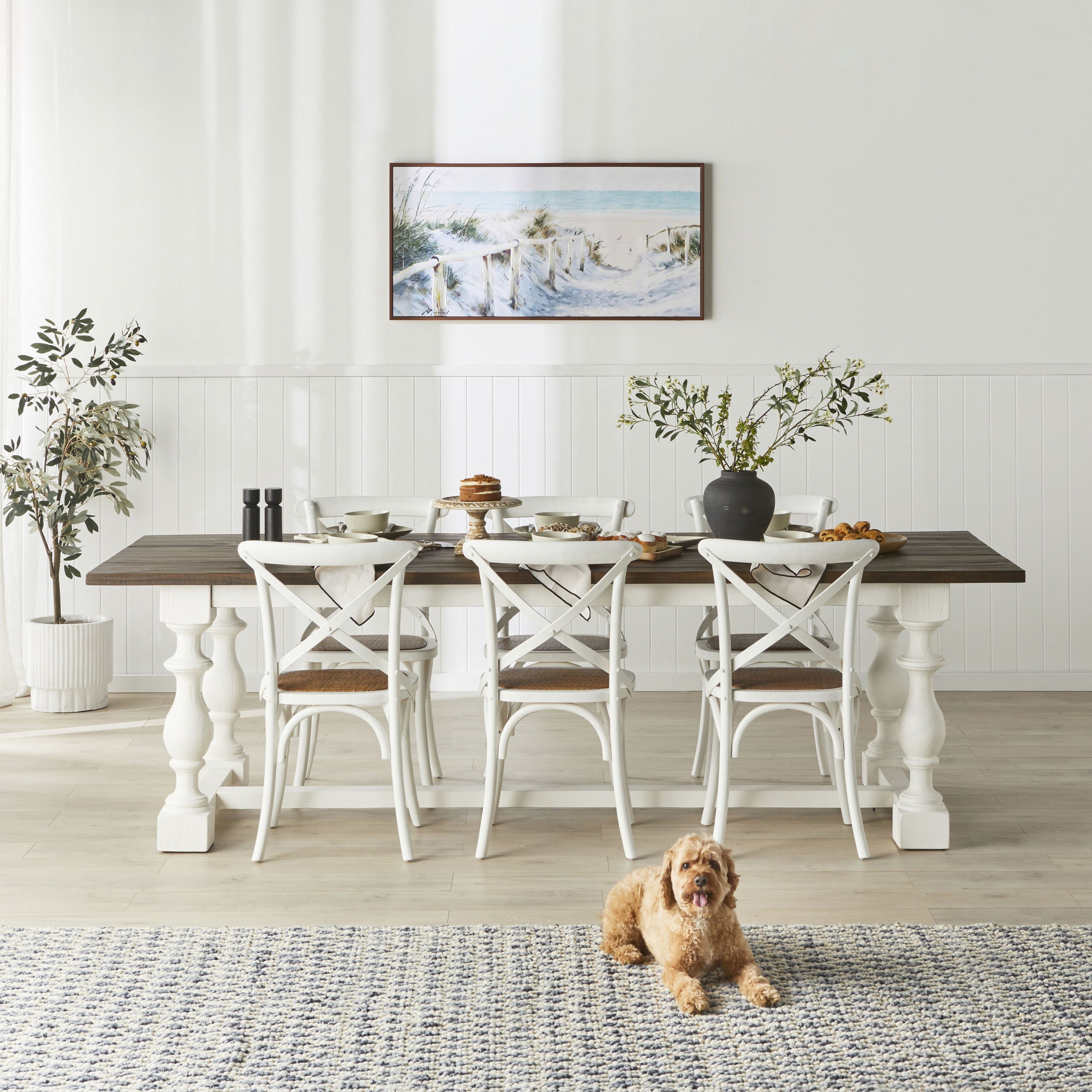 Provincial Cross Back Dining Chair Crisp White