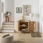Buffet Kade en bois d'acacia 3 portes | 140 cm | Rainures verticales | Rangement moderne