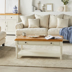 Table Basse Clover 1 Tiroir en Bois Massif Blanc Naturel