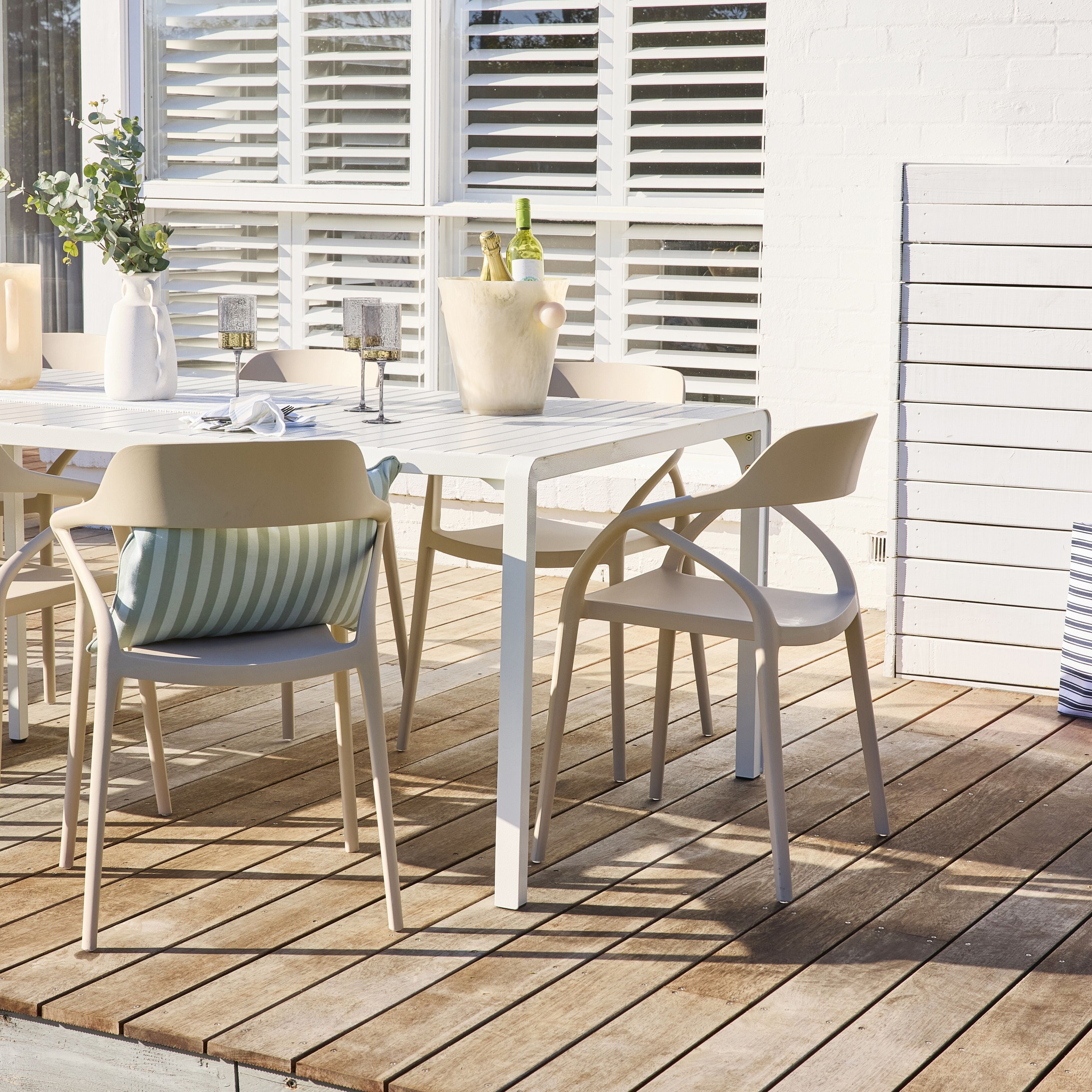 Kace Outdoor Aluminium Dining Table Gloss White 300cm