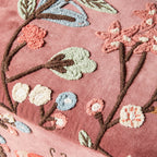 Freya Ottoman brodé velours rose