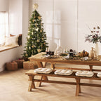 Table à manger en teck recyclé à piètement croisé, bois massif, naturel, 260 cm