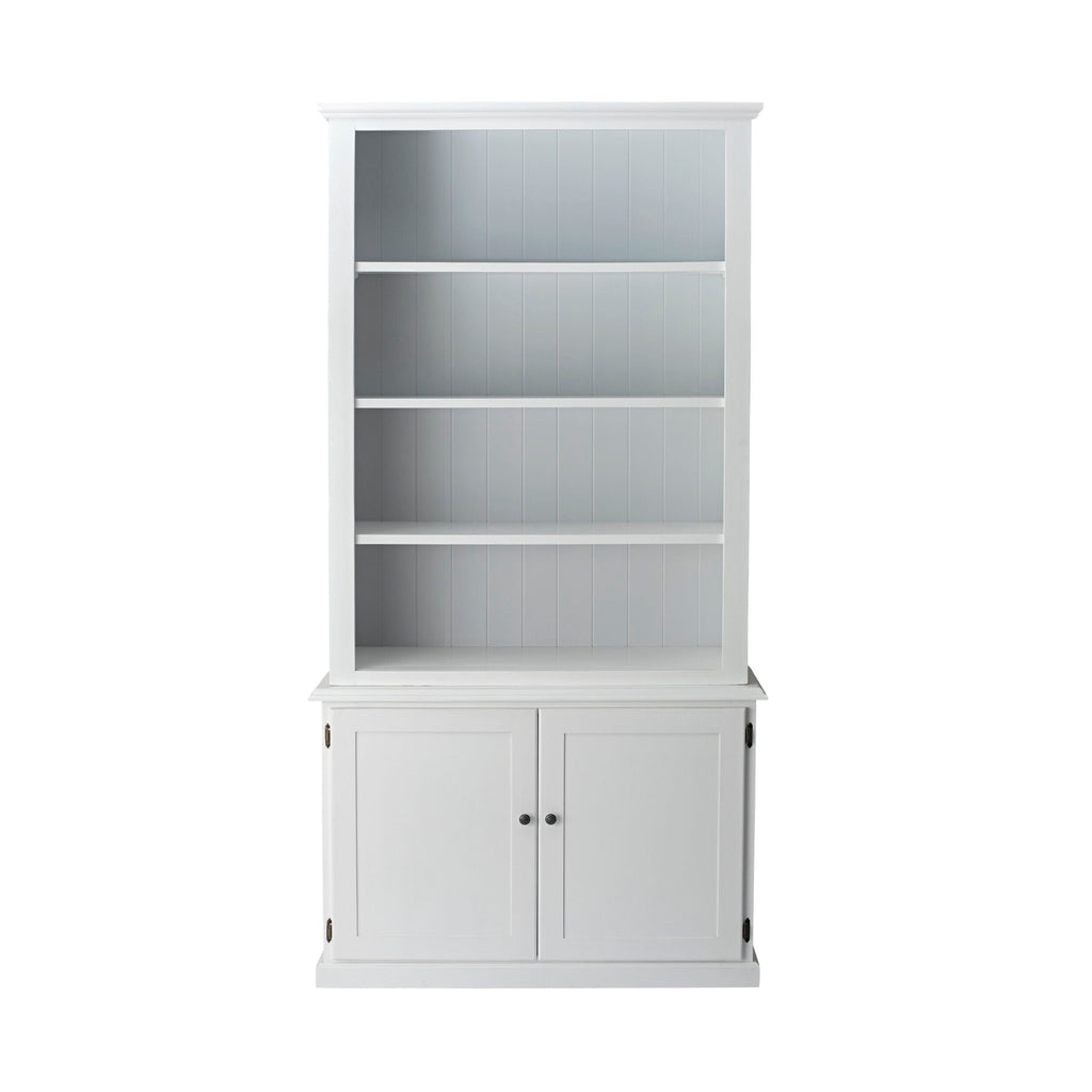 Armand Hamptons Timber 2 Door Library Shelving Unit White 124x240cm