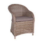 Chaise de salle à manger d'extérieur en osier Verdun avec coussin naturel