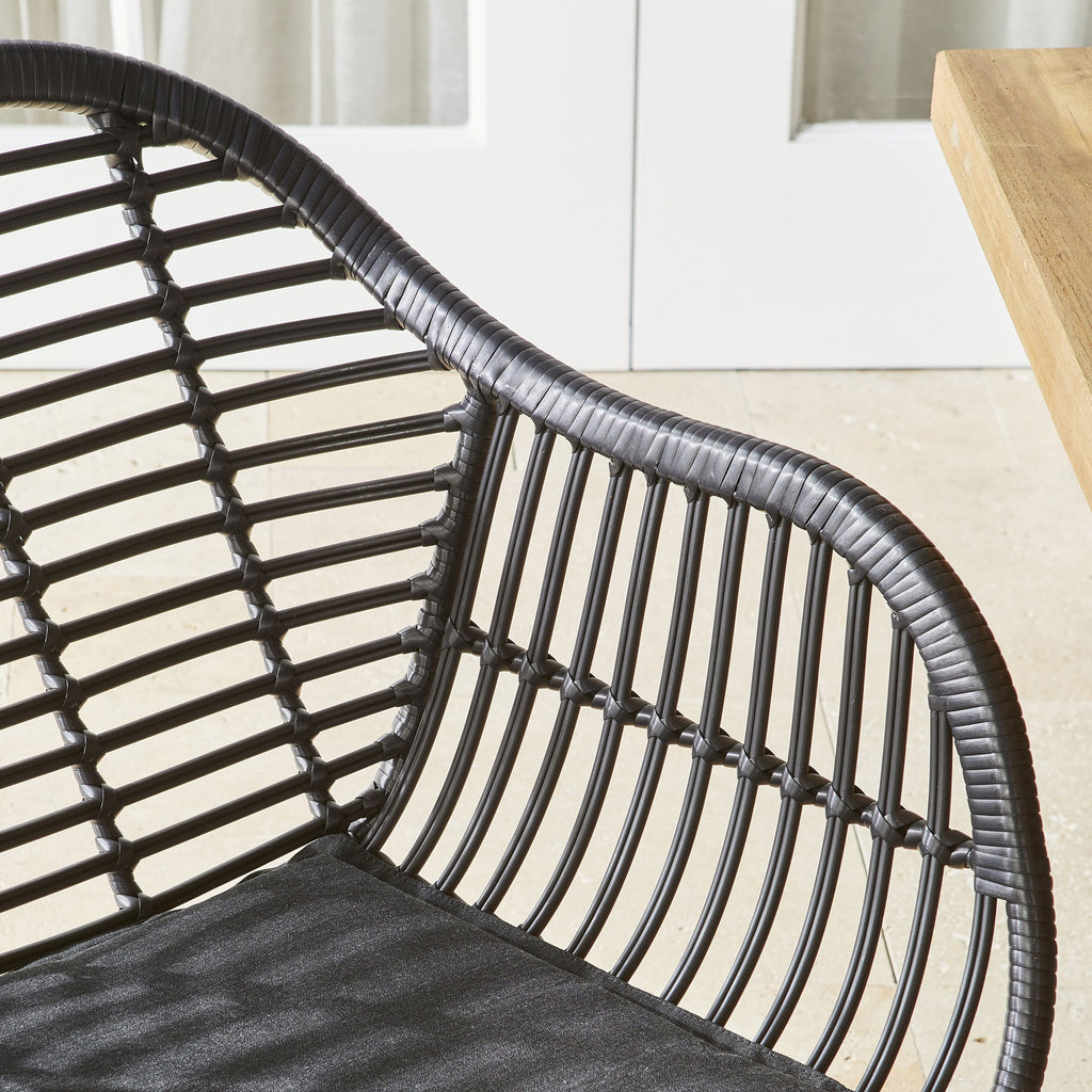 Deck Outdoor Wicker Dining Chair Matte Black