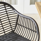 Chaise de salle à manger d'extérieur en osier mat noir Deck