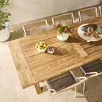 Table à manger en teck recyclé massif avec pieds croisés, finition naturelle, 320 cm