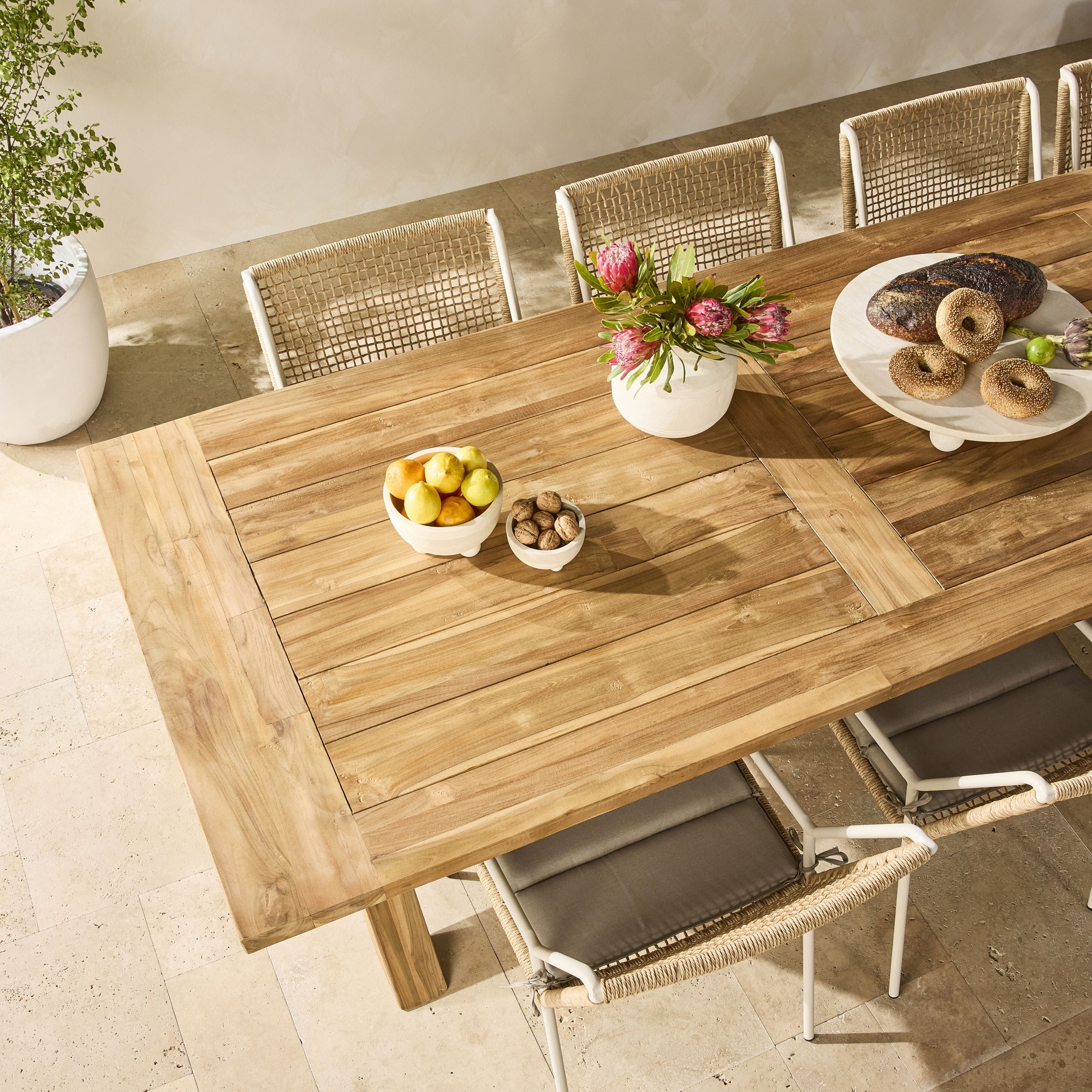 Reclaimed Teak Cross Leg Solid Timber Dining Table Natural 320cm