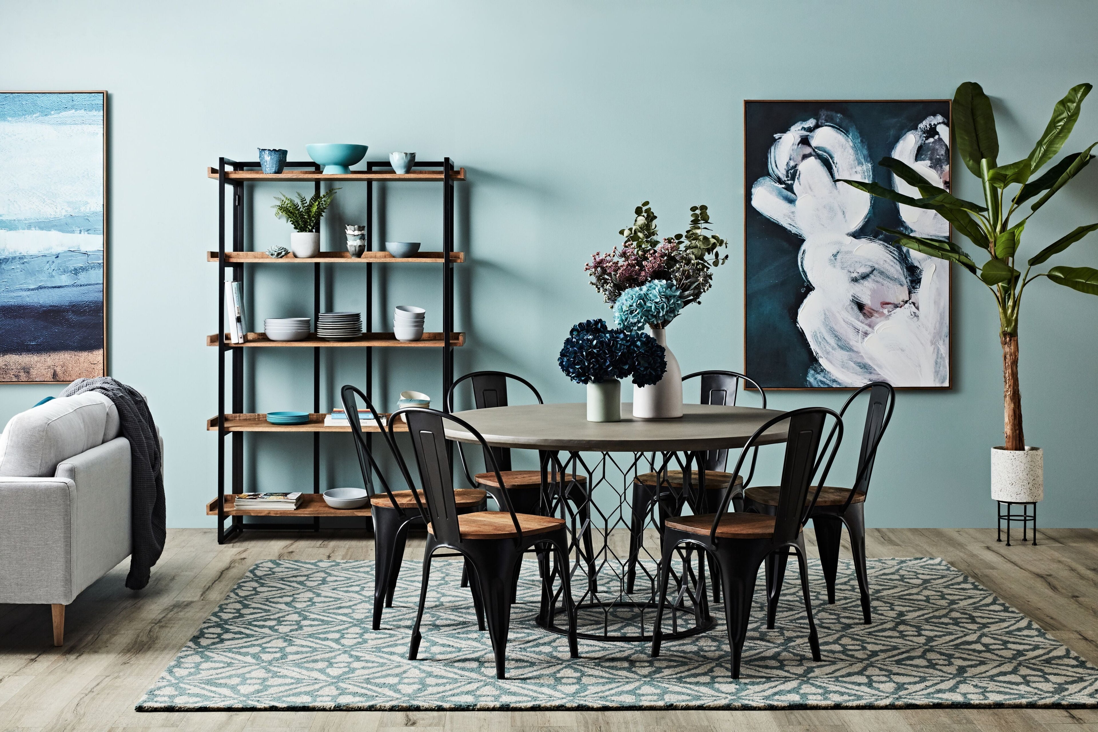 Casablanca Tile Hand Tufted Wool Blend Duckegg Rug 240x300cm