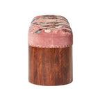 Banc brodé Freya en velours rose