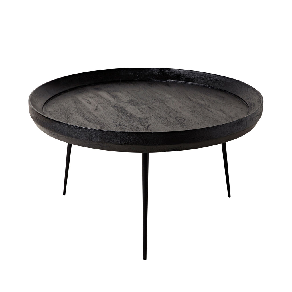 Luna Round Solid Timber Coffee Table Matte Black
