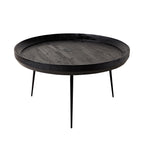 Table basse ronde en bois massif Luna - Noir mat