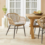 Chaise de salle à manger d'extérieur en osier et rotin naturel
