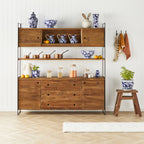 Meuble de rangement en bois recyclé Kalise, grand modèle