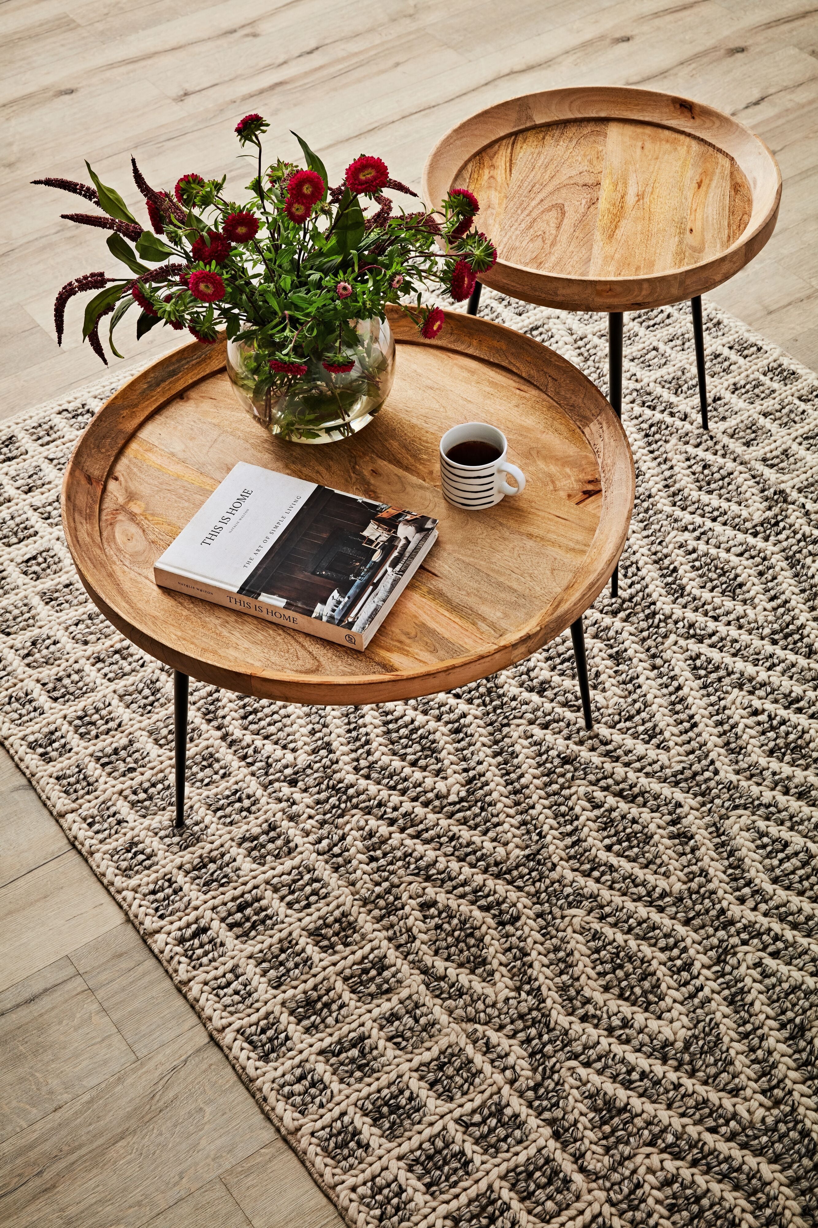 Luna Round Solid Timber Coffee Table Natural Oak