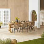Chaise de salle à manger d'extérieur en osier et rotin naturel