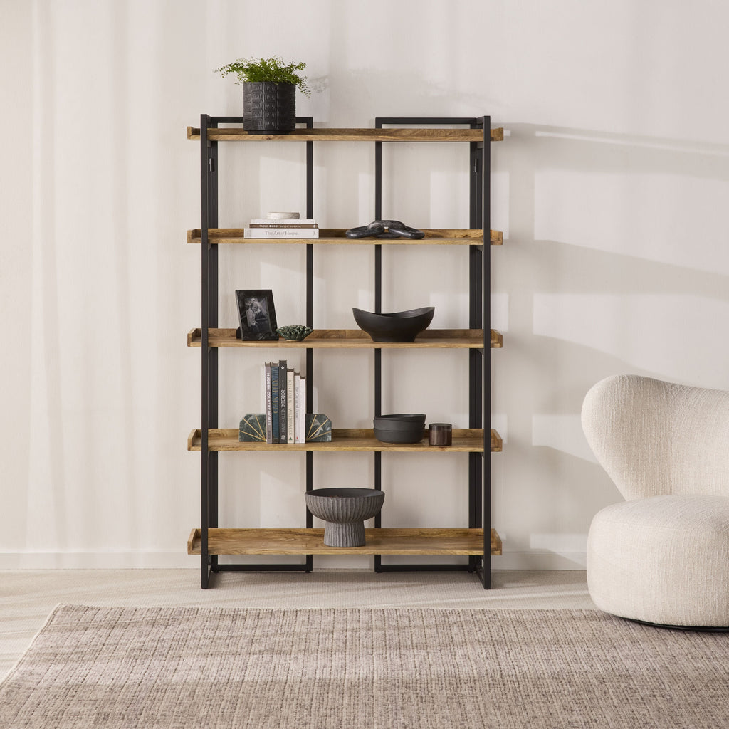 Emery Industrial Open Metal Tall Shelving Unit Black 180x120cm